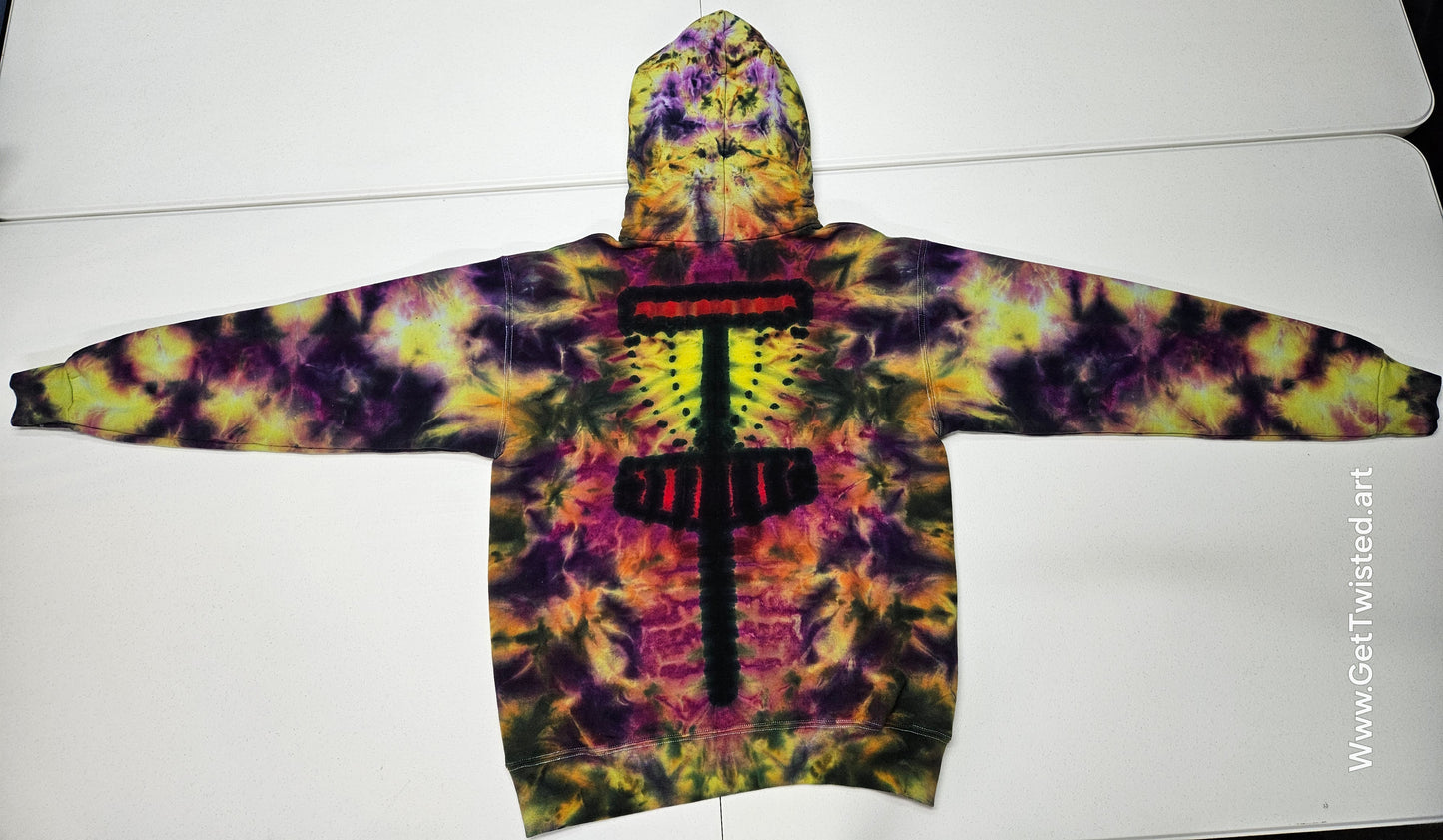 Disc Golf Basket hoodie - with Mushroom Front - Small