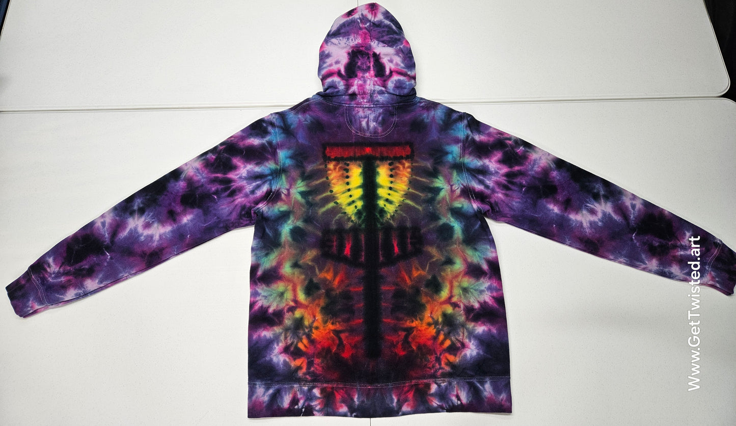 Disc Golf Basket Zip up hoodie with Mushroom front - Medium
