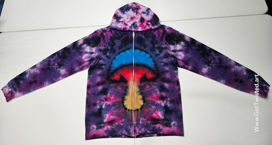 Disc Golf Basket Zip up hoodie with Mushroom front - Medium