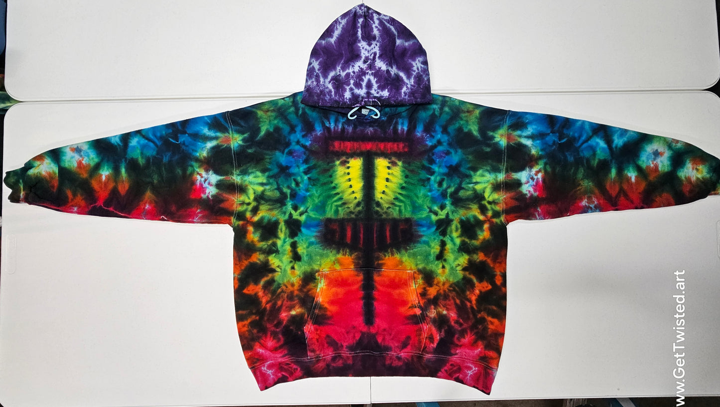 Disc Golf Basket hoodie - with Mandala back Extra Large